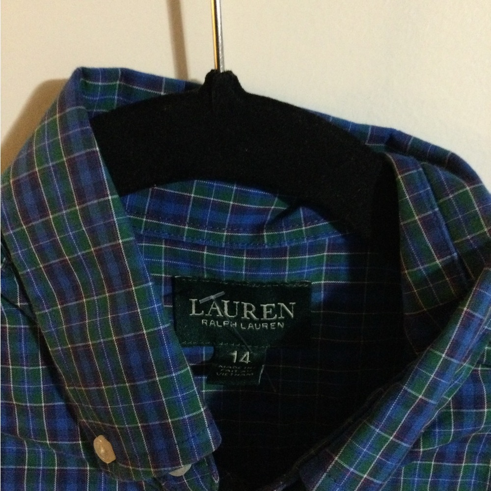 Lauren Ralph Lauren Blue and Green Button-Down Shirt - Picture 2 of 3